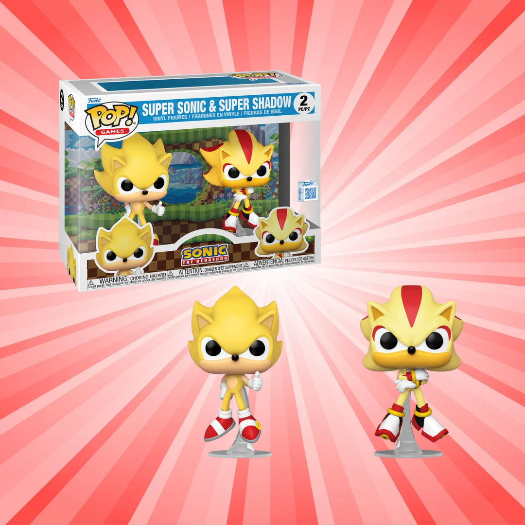 Funko POP Games: Sonic The Hedgehog - Super Sonic & Super Shadow 2pc (FLOCKED)